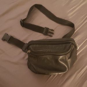 Black Vintage Leather Fanny Pack Belt Bag